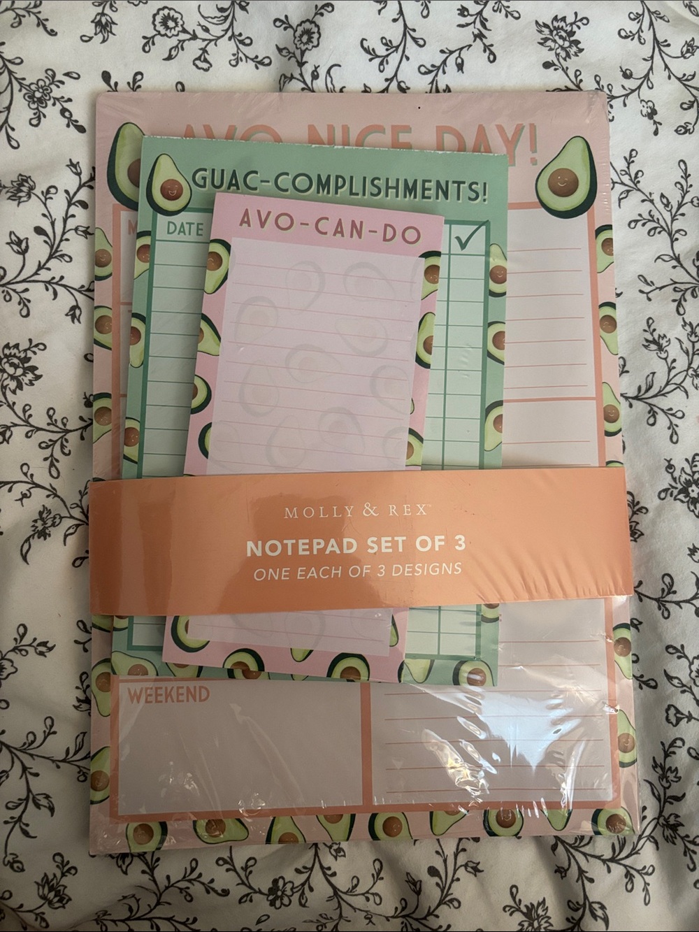 Molly & Rex Avocado Notepad Set – Pink & Green